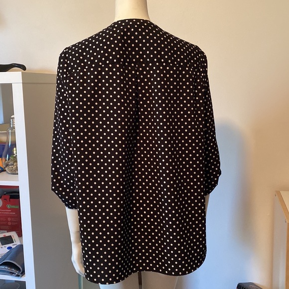 Polka Dot Button Shirt  Notations 1X  3/4 Sleeves Exc Shape New no Tags - Picture 3 of 11